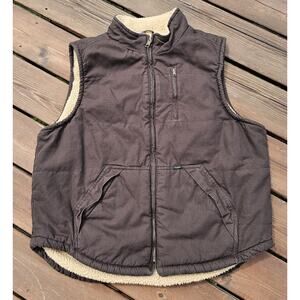 Lee Workwear Sherpa Lined Canvas Vest Men's XL Full Zip Chocolate Brown Premium